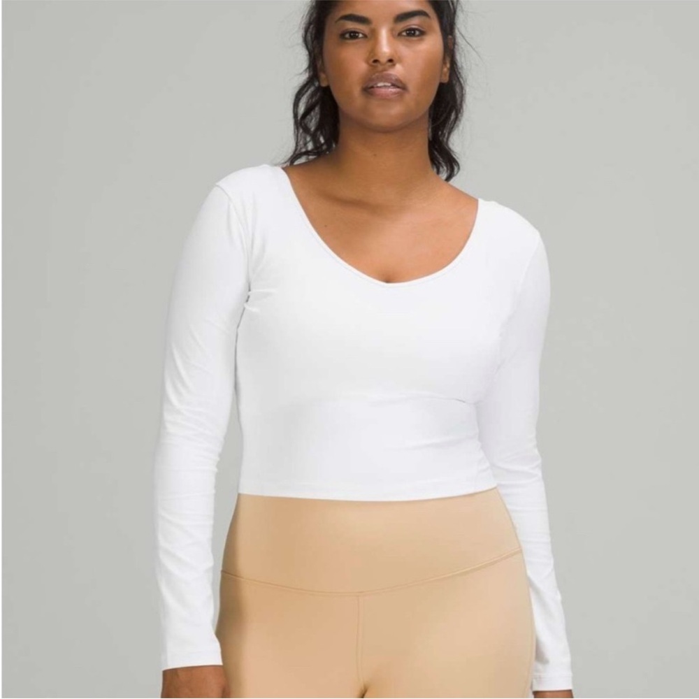 Lululemon Women’s Align Cropped Long Sleeve Top Size 6 White LW3FHWS (NWT)